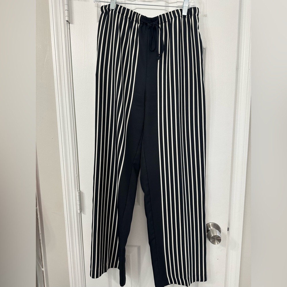 Navy and White Striped Pants